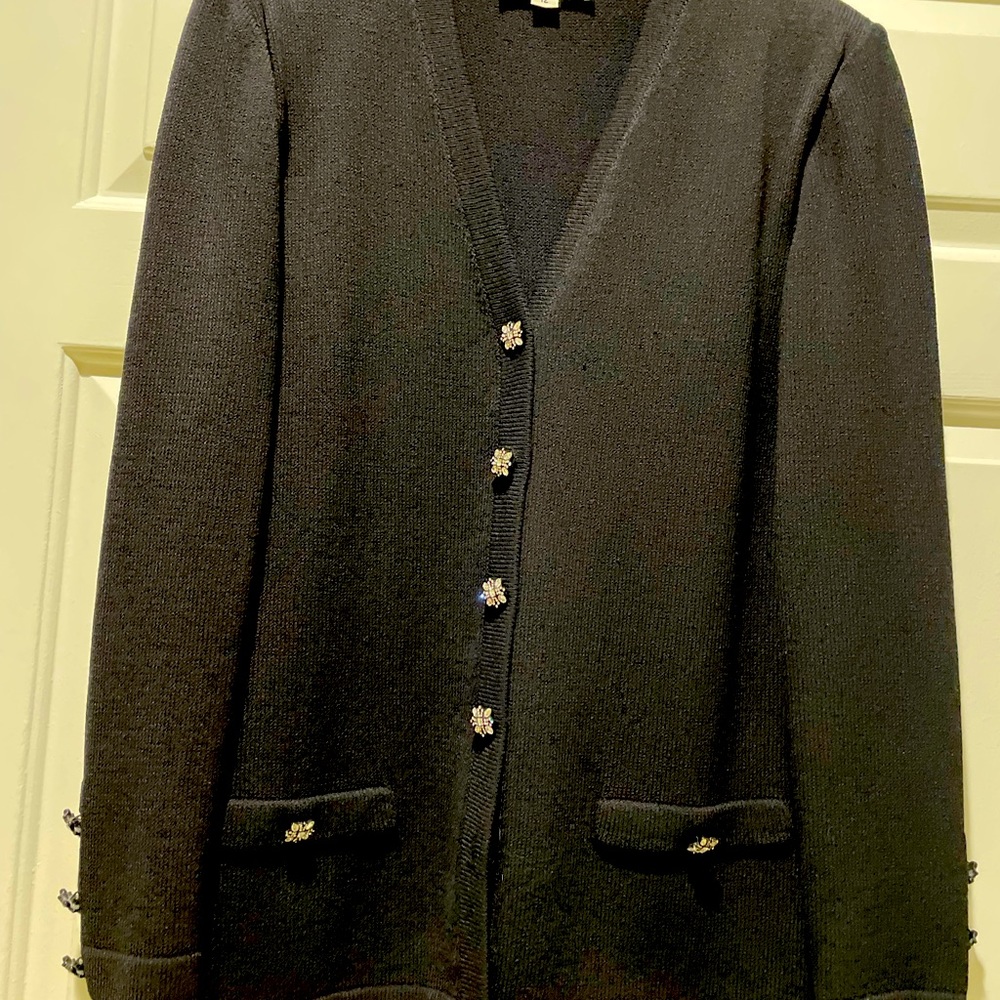 St. John’s women’s black rhinestone sweater